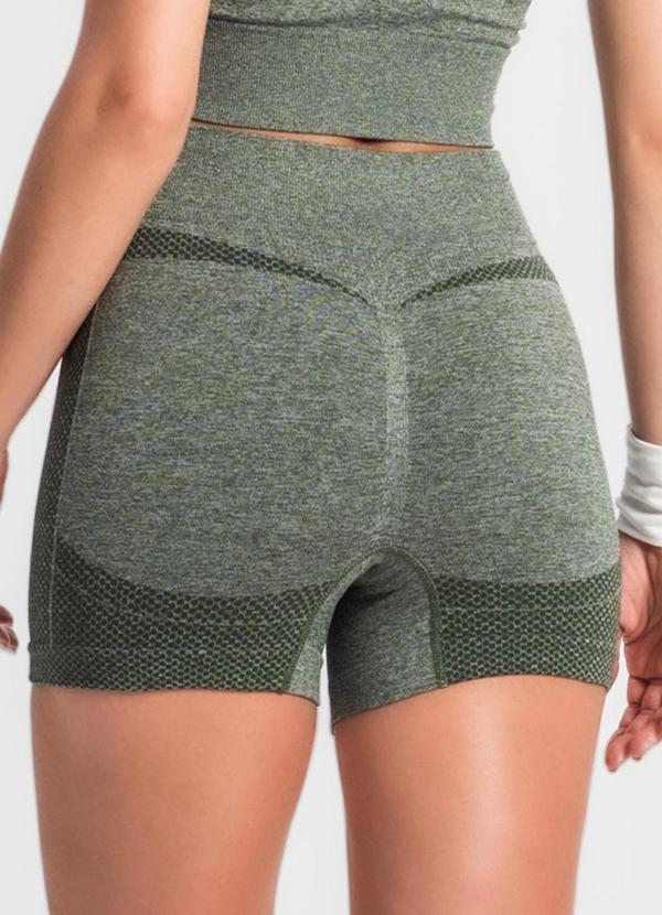 Rovitex - Shorts Fitness Cintura Alta Seamless Verde 2