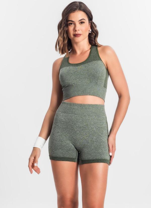 Rovitex - Shorts Fitness Cintura Alta Seamless Verde 4