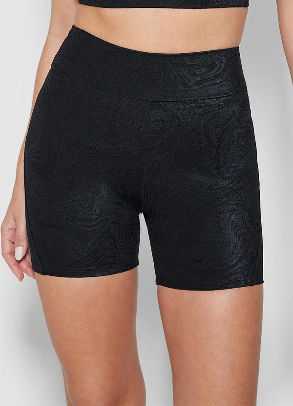 Enfim - Shorts Justo Abstrato Active Preto
