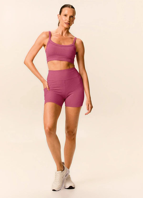 Malwee - Shorts Justo Canelado Active Rosa