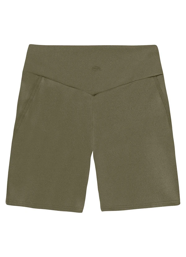 Enfim - Shorts Justo Malha Brilho Active Verde Militar 2