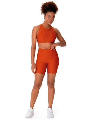 Malwee - Shorts Justo Uv com Recorte Active Terracota - MALWEE