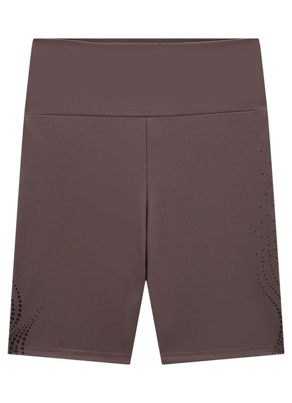 Enfim - Shorts Marrom Justo Dry Estampa Lateral