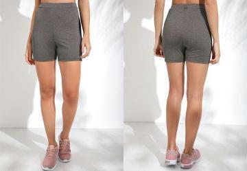 Shorts Preto/Cinza com Recortes Laterais