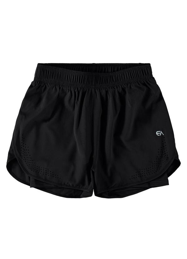 Enfim - Shorts Preto Duplo com Refletivo