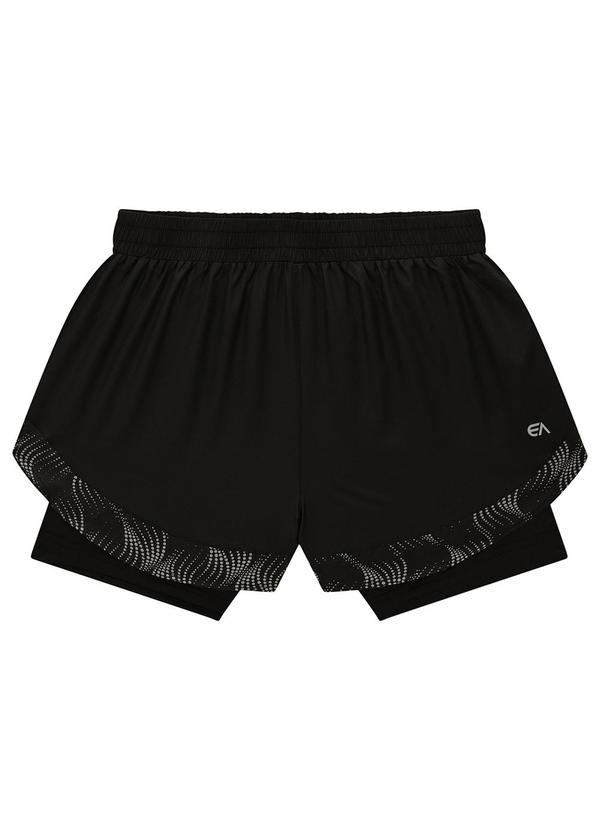 Enfim - Shorts Preto Duplo com Refletivo