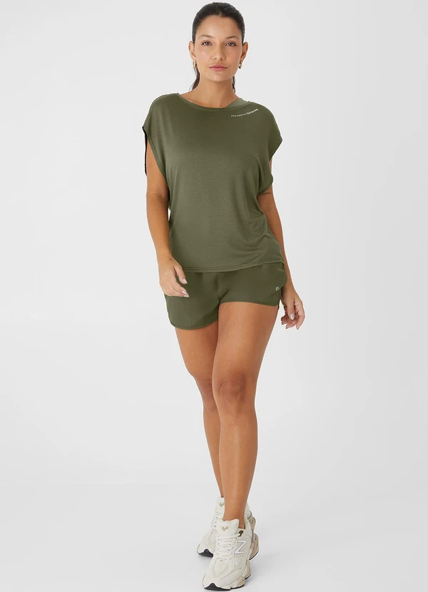 Enfim - Shorts Runner com Refletivo Active Verde Militar 2