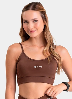 Closy - Top Alças Finas Energy Marrom - CLOSY