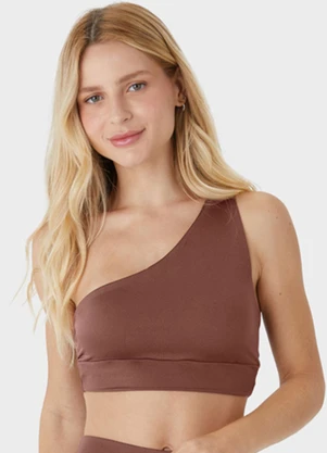 Enfim - Top Assimétrico Strappy Dry Active Marrom - ENFIM