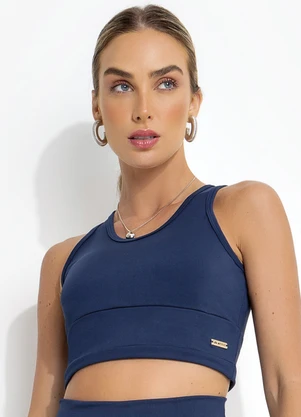 Jancris - Top Azul Marinho em Malha com Elastano - JANCRIS