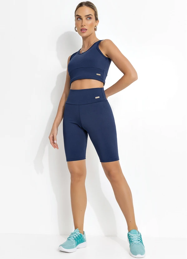 Jancris - Top Azul Marinho em Malha com Elastano 7