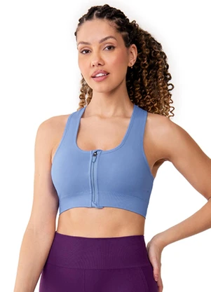 Zee Rucci - Top com Zíper e Bojo Removível sem Costura Azul - ZEE RUCCI