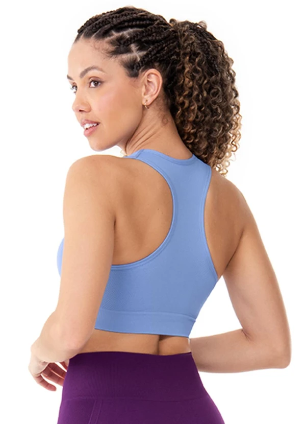 Zee Rucci - Top com Zíper e Bojo Removível sem Costura Azul 2