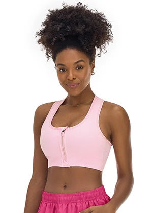 Zee Rucci - Top com Zíper e Bojo Removível sem Costura Rosa - ZEE RUCCI