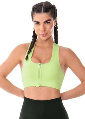 Zee Rucci - Top com Zíper e Bojo Removível sem Costura Verde - ZEE RUCCI