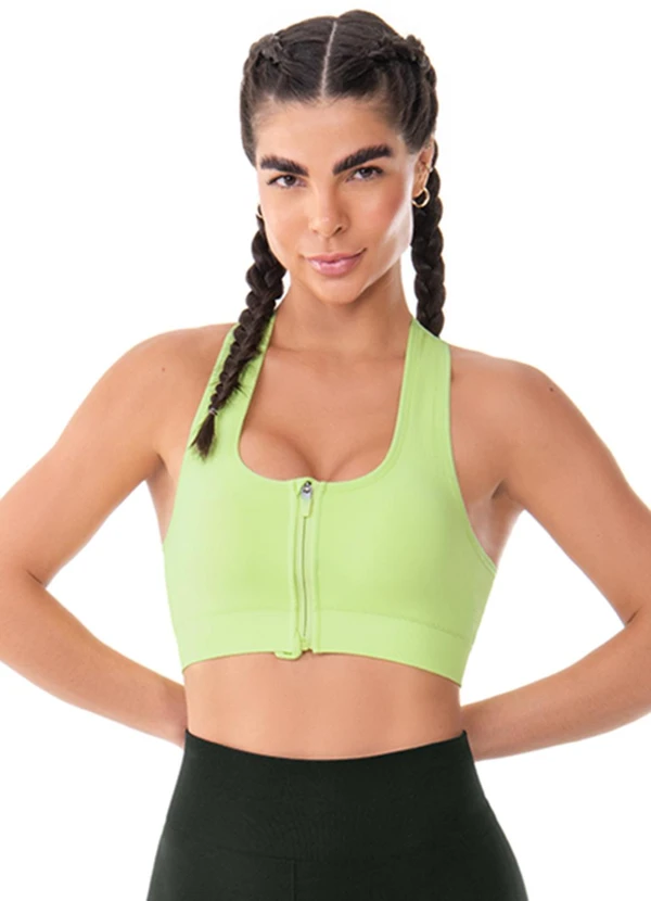 Zee Rucci - Top com Zíper e Bojo Removível sem Costura Verde 1