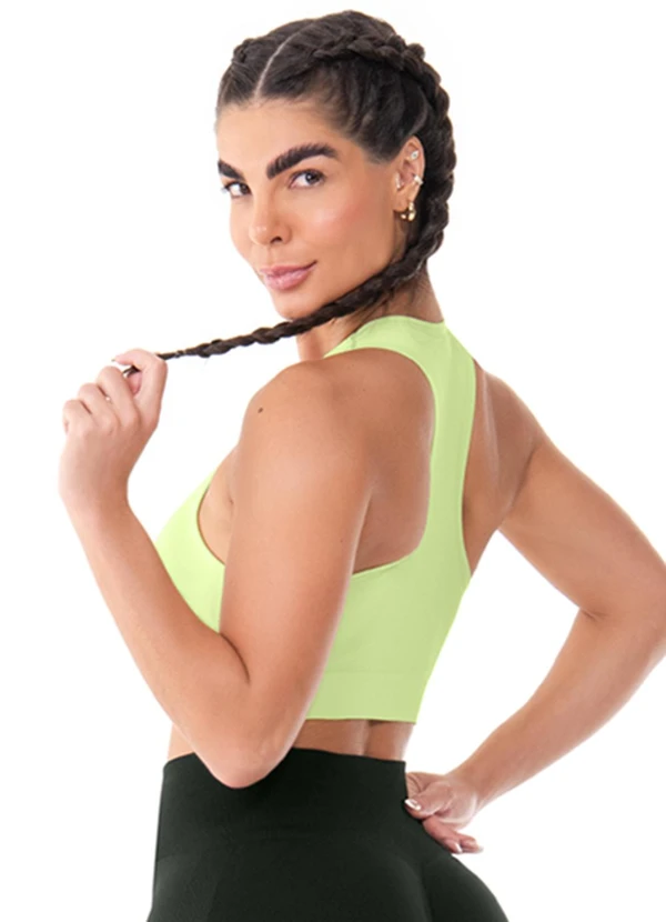 Zee Rucci - Top com Zíper e Bojo Removível sem Costura Verde 2