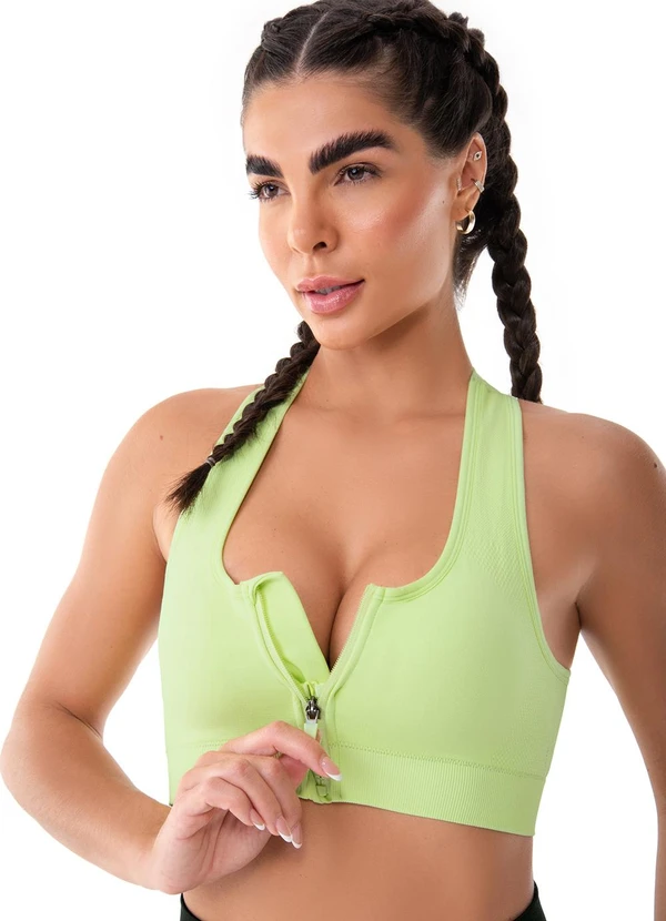Zee Rucci - Top com Zíper e Bojo Removível sem Costura Verde 5