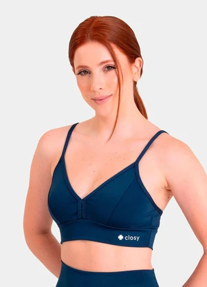 Closy - Top Decote V Reflexo Marinho - CLOSY