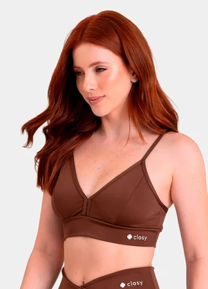 Closy - Top Decote V Reflexo Marrom - CLOSY