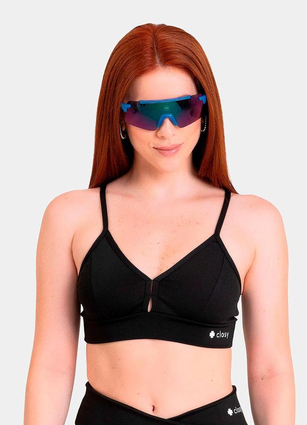 Closy - Top Decote V Reflexo Preto