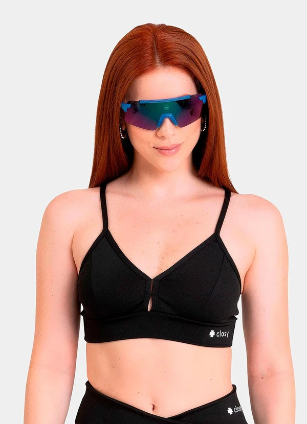 Closy - Top Decote V Reflexo Preto