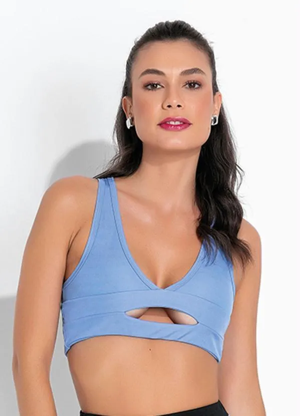 Alma Dolce - Top Esportiva com Vazado Barra Fente Azul