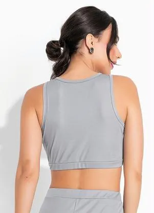 Alma Dolce - Top Esportivo Cinza Branco e Preto - ALMA DOLCE
