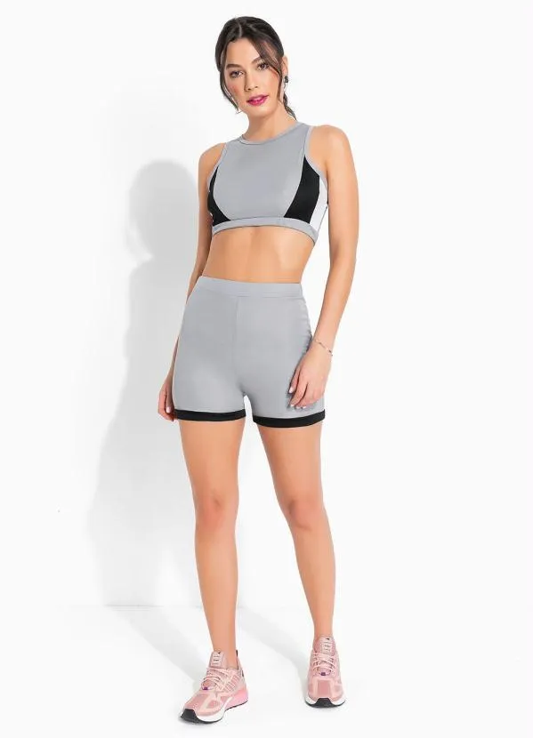 Alma Dolce - Top Esportivo Cinza Branco e Preto 3