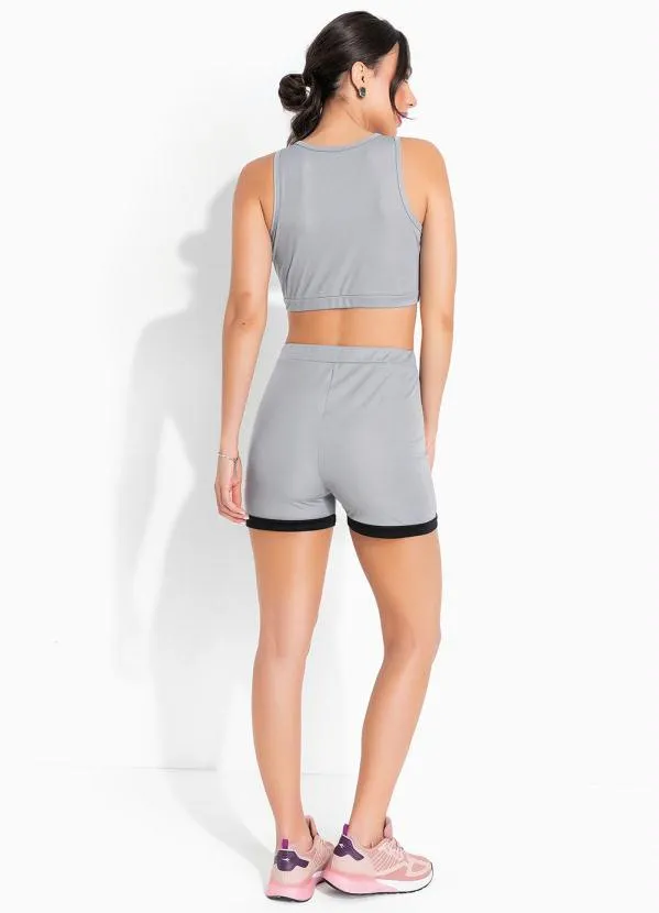 Alma Dolce - Top Esportivo Cinza Branco e Preto 4