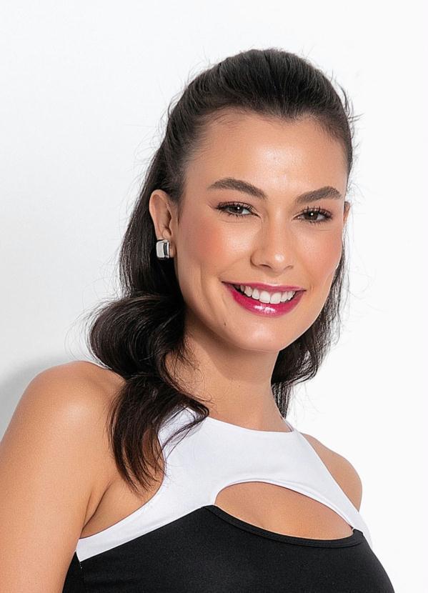 Outlet - Top Esportivo com Vazado Frente  Preto/Branco 3