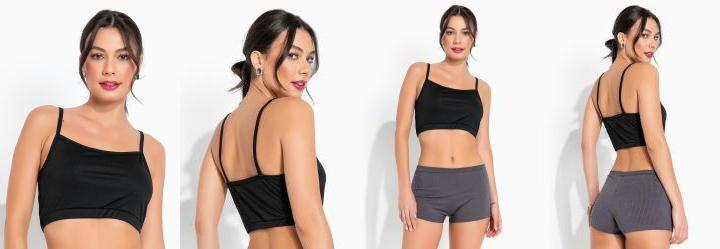 Top Esportivo Preto de Alas