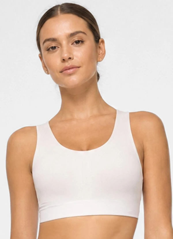 Rovitex - Top Feminino Fitness Poliamida com Elastano Bege