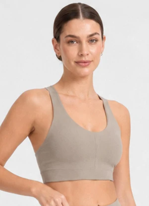 Rovitex - Top Feminino Fitness Poliamida com Elastano Bege - ROVITEX