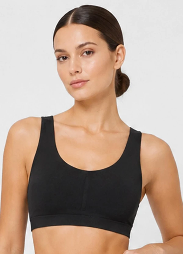 Rovitex - Top Feminino Fitness Poliamida e Elastano Preto