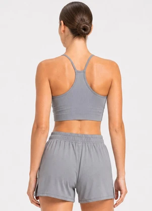 Rovitex - Top Feminino Nadador Fitness Poliamida Cinza - ROVITEX