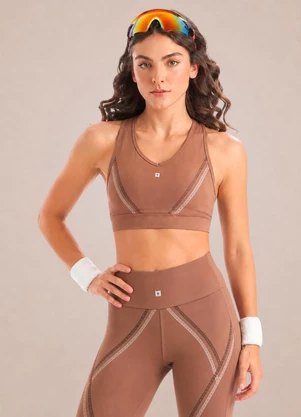 Endorfina - Top Feminino Poliamida Zt Marrom - ENDORFINA