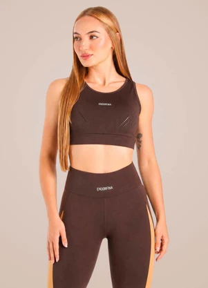 Endorfina - Top Feminino Super Power Marrom - ENDORFINA