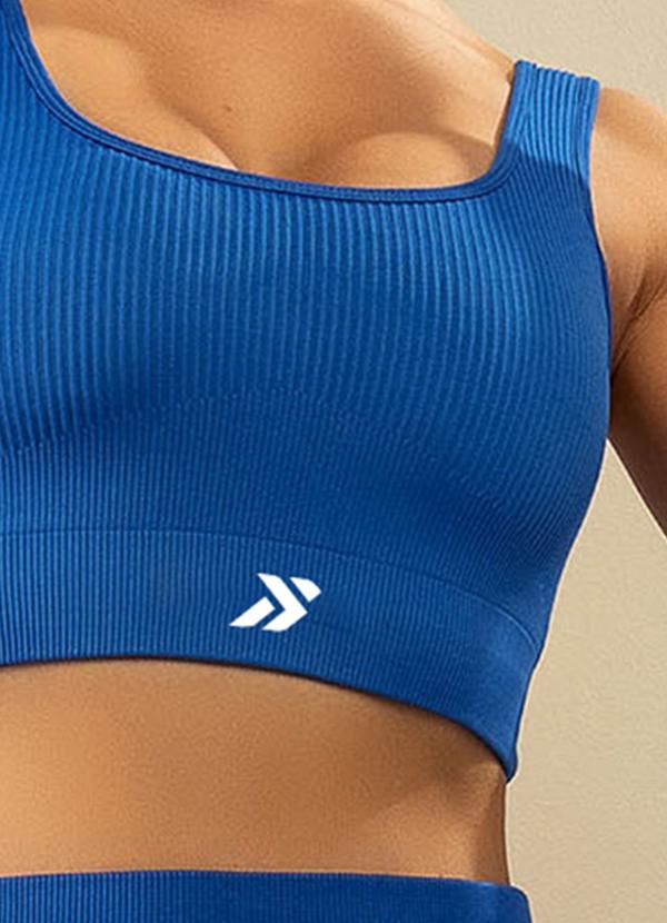 Basic Pro - Top Fitness Canelado Cropped Azul 4