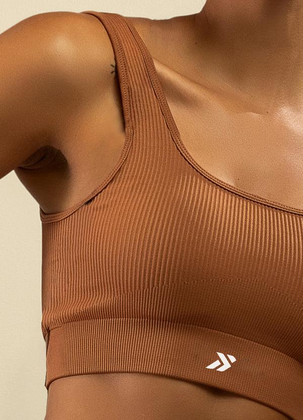 Basic Pro - Top Fitness Canelado Cropped Marrom 4