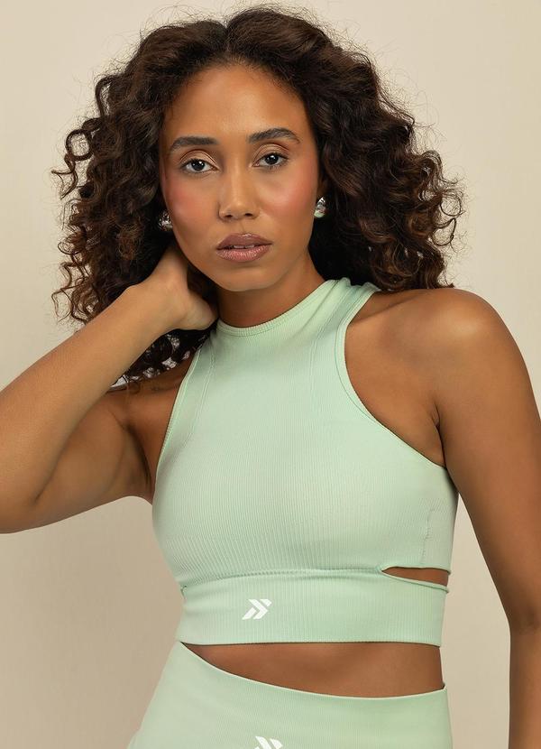 Basic Pro - Top Fitness Canelado Recortes Laterais Verde