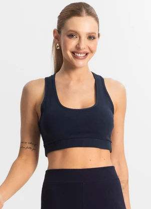 Select - Top Fitness Feminino em Cotton Pesado Azul - SELECT