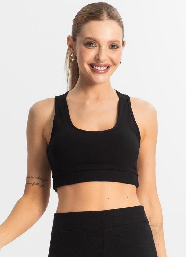 Select - Top Fitness Feminino em Cotton Pesado Preto