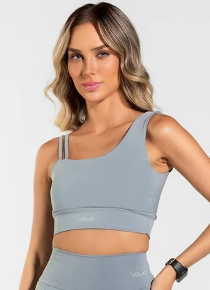 Vouq - Top Fitness Fit-Tech Feminino Dual Run Chumbo - VOUQ