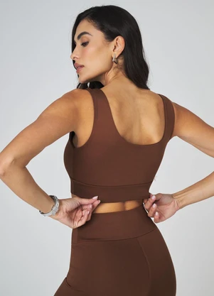 Vouq - Top Fitness Fit-Tech Feminino Line Marrom - VOUQ