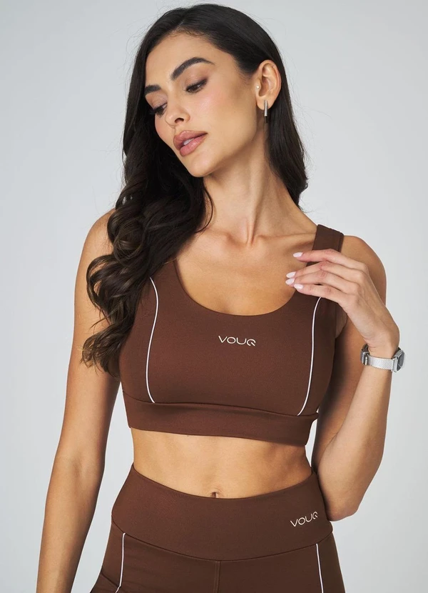 Vouq - Top Fitness Fit-Tech Feminino Line Marrom