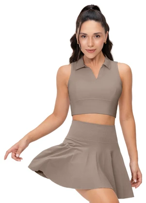 Zee Rucci - Top Fitness Gola Polo com Bojo Removível Cinza - ZEE RUCCI