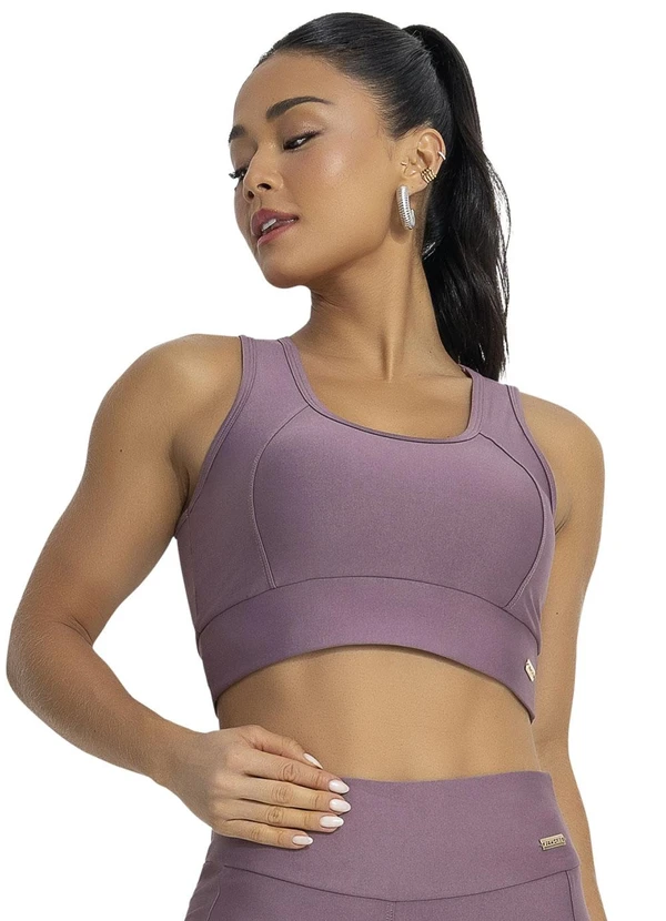 Jancris - Top Lilás Escuro em Malha com Elastano