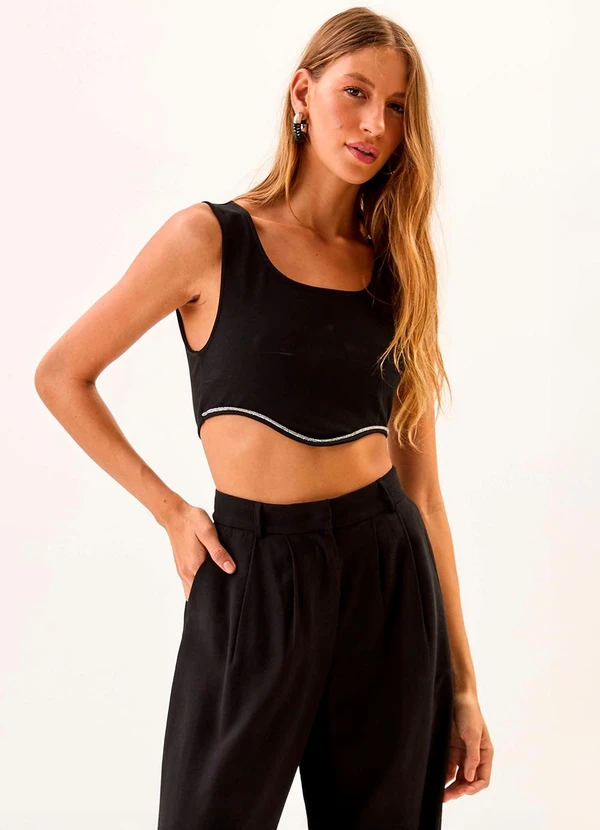 Carlota Costa - Top Malha com Strass Preto 3