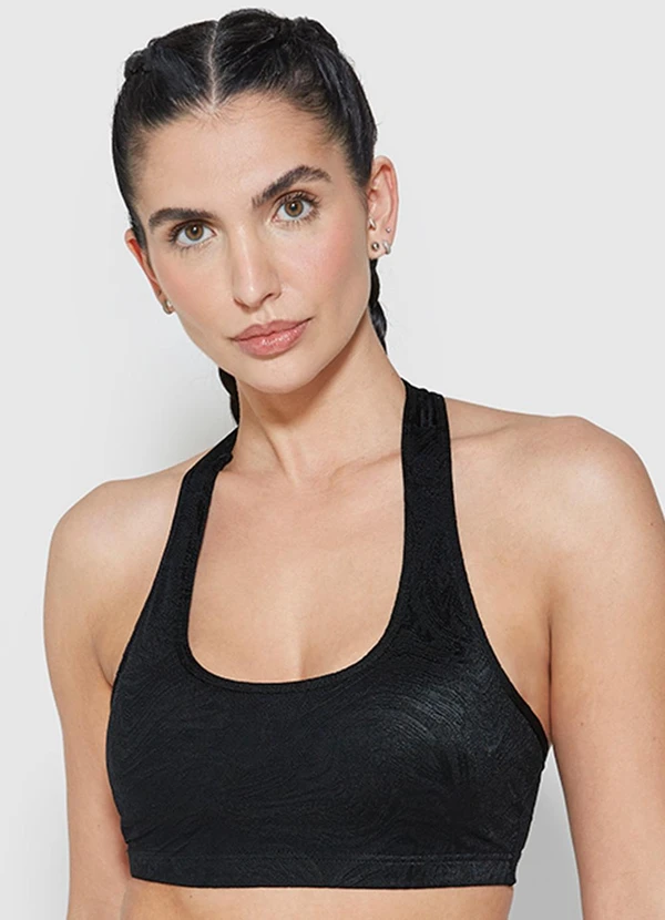 Enfim - Top Nadador Abstrato com Bojo Active Preto